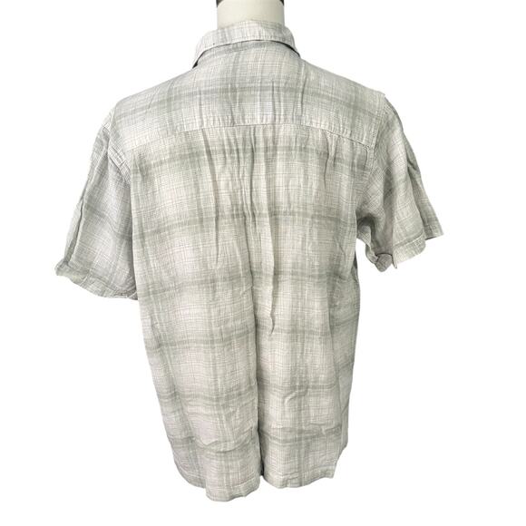 Haggar | Men's Green Cream Plaid Beachy Summer Washable Linen Shirt Sz L - Picture 4 of 4